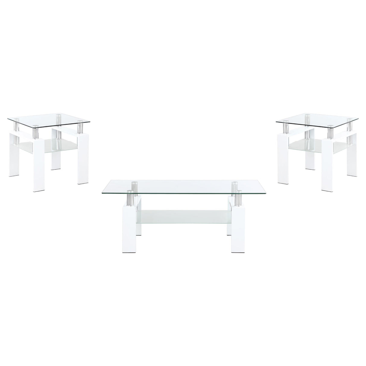 Dyer White 3-Piece Rectangular Coffee and End Table Set from Coaster - Luna Furniture