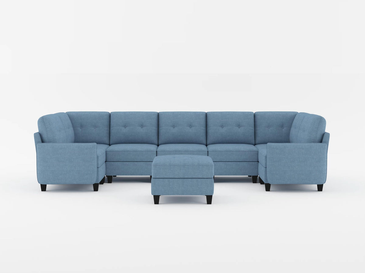 9557BUE*7SCOT (7)7-Piece Sectional with Storage and Ottoman from Homelegance - Luna Furniture
