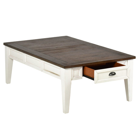 Cayla Cocktail Table, Dark Oak/White from Steve Silver - Luna Furniture