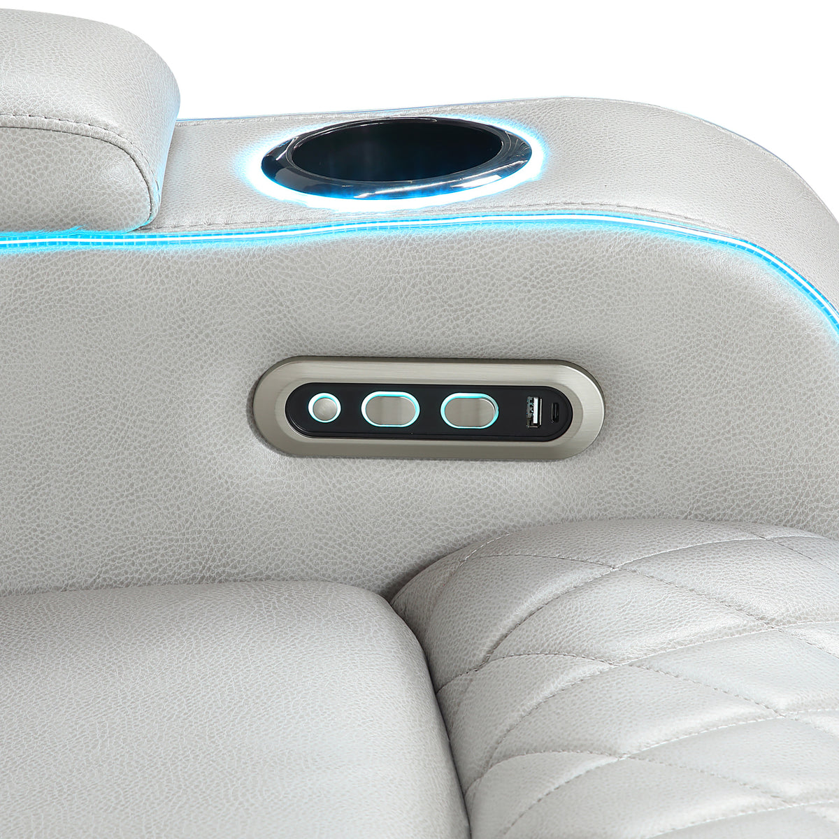 Luna Home Cinema Power Reclining Sofa, Ice Vegan Leather from Steve Silver - Luna Furniture