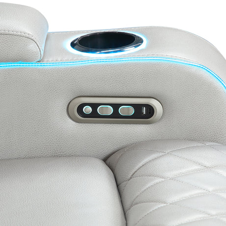 Luna Home Cinema Power Reclining Sofa, Ice Vegan Leather from Steve Silver - Luna Furniture