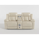 Huron Beige Power Double Reclining Loveseat with Center Console from Homelegance - Luna Furniture