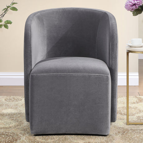 Annie Gray Velvet Barrel Chair with Casters, Set of 2 from Steve Silver - Luna Furniture