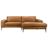 Easley Tan Vegan Leather Wide-Arm Chaise Sectional Sofa from Midinmod - Luna Furniture