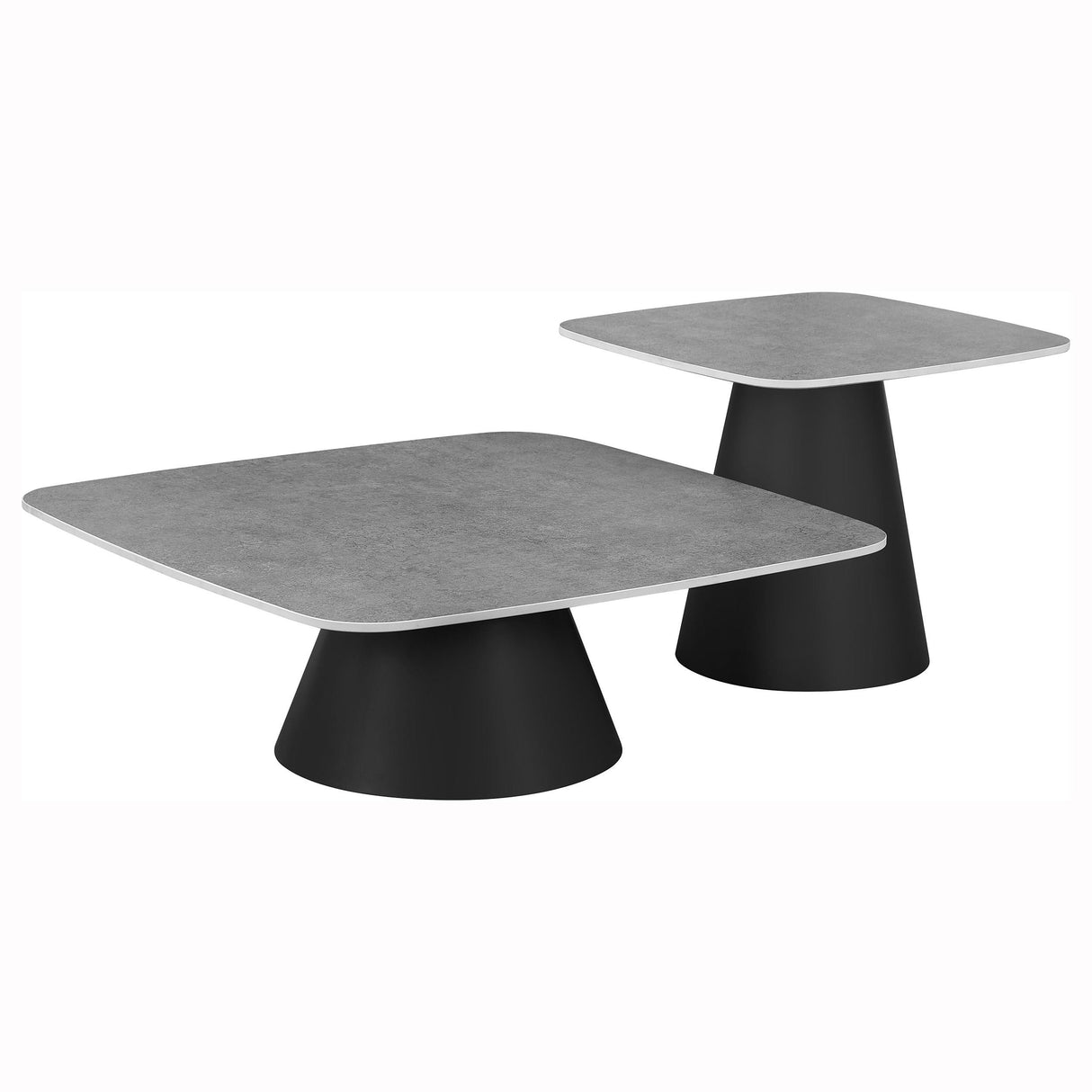 Eason Concrete and Black 2-Piece Cocktail Coffee Table Set from Coaster - Luna Furniture