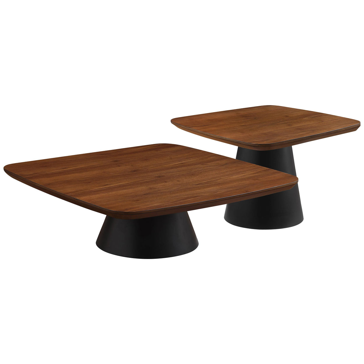 Eason Walnut and Black 2-Piece Coffee Table Set from Coaster - Luna Furniture