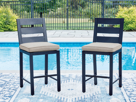 East Beach Blue Outdoor Counter Height Bar Stool (Set of 2) from Ashley - Luna Furniture