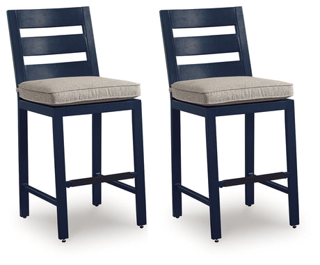 East Beach Blue Outdoor Counter Height Bar Stool (Set of 2) from Ashley - Luna Furniture