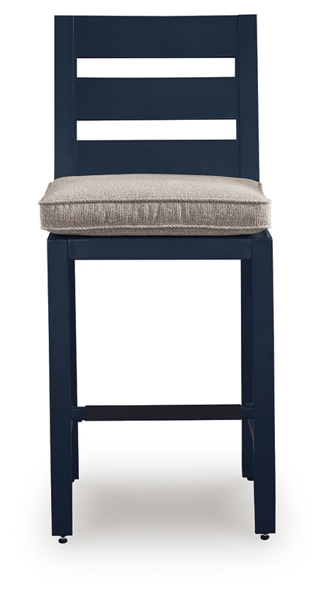 East Beach Blue Outdoor Counter Height Bar Stool (Set of 2) from Ashley - Luna Furniture