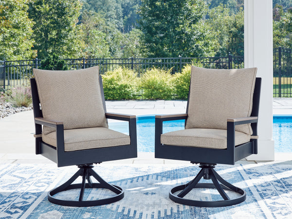 East Beach Blue Outdoor Swivel Chair with Cushion (Set of 2)
