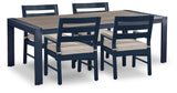 East Beach Outdoor Dining Table and 4 Chairs in Navy Blue/Driftwood from Ashley - Luna Furniture
