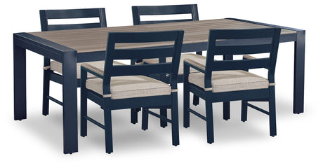 East Beach Outdoor Dining Table and 4 Chairs in Navy Blue/Driftwood from Ashley - Luna Furniture