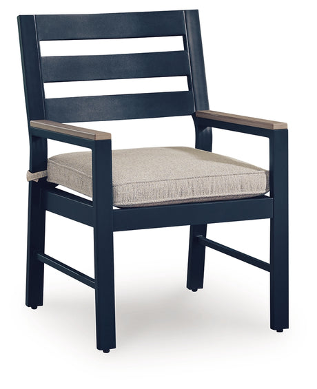 East Beach Outdoor Dining Table and 4 Chairs in Navy Blue/Driftwood from Ashley - Luna Furniture