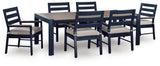East Beach Outdoor Dining Table and 6 Chairs in Navy Blue/Driftwood from Ashley - Luna Furniture