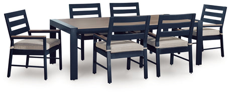 East Beach Outdoor Dining Table and 6 Chairs in Navy Blue/Driftwood from Ashley - Luna Furniture