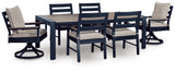 East Beach Outdoor Dining Table and 6 Chairs in Navy Blue/Driftwood from Ashley - Luna Furniture