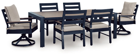 East Beach Outdoor Dining Table and 6 Chairs in Navy Blue/Driftwood from Ashley - Luna Furniture