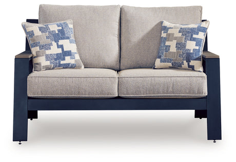 East Beach Outdoor Sofa and Loveseat in Navy Blue/Driftwood from Ashley - Luna Furniture