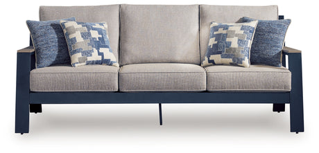 East Beach Outdoor Sofa and Loveseat in Navy Blue/Driftwood from Ashley - Luna Furniture