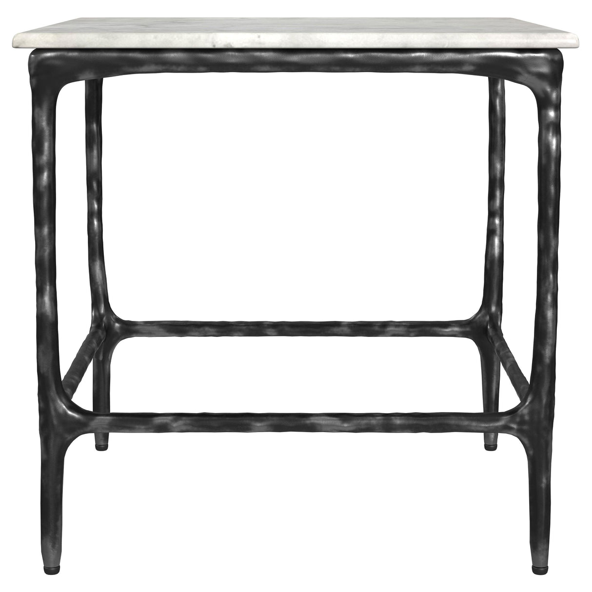 Ebby White Square Genuine Marble Top Metal End Table from Coaster - Luna Furniture
