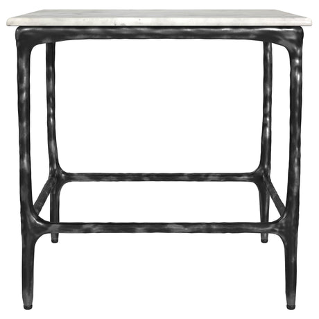 Ebby White Square Genuine Marble Top Metal End Table from Coaster - Luna Furniture