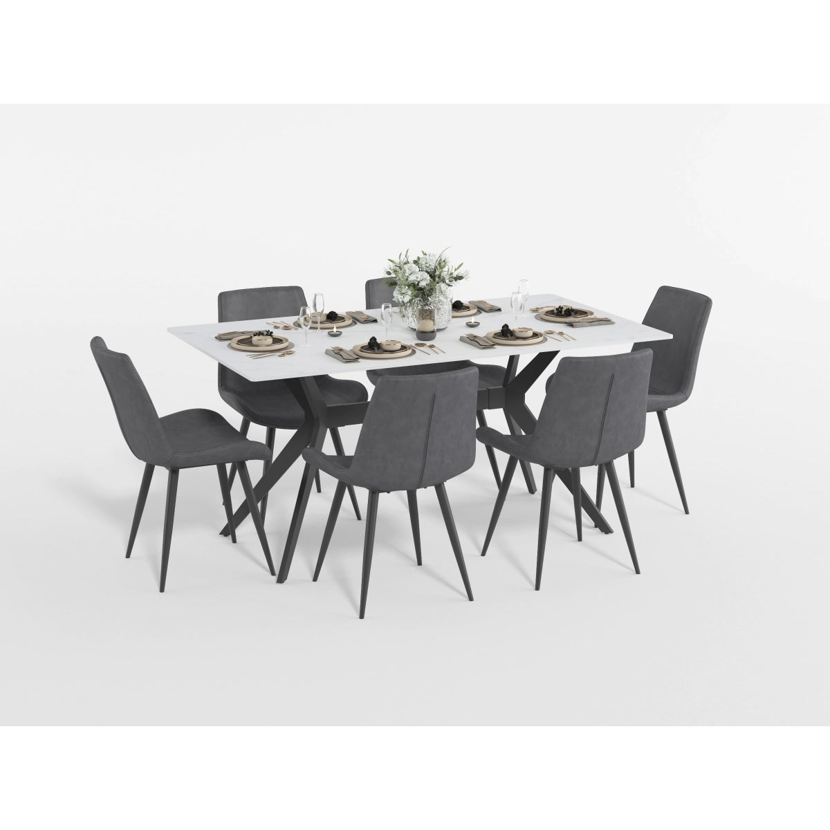 Brixley Black/White Sintered Stone-Top 63" Dining Table from Homelegance - Luna Furniture