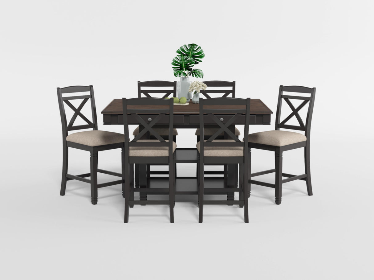 Baywater Black/Beige Counter Height Chair, Set of 2 from Homelegance - Luna Furniture