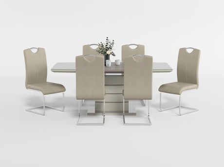 Glissand Chrome Metal/Gray Faux Leather Dining Side Chair, Set of 2 from Homelegance - Luna Furniture