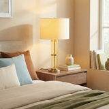 Echo Brushed Nickel Table Lamp with On/Off Switch Clear Glass Body Metal Base from Ashcroft Furniture - Luna Furniture