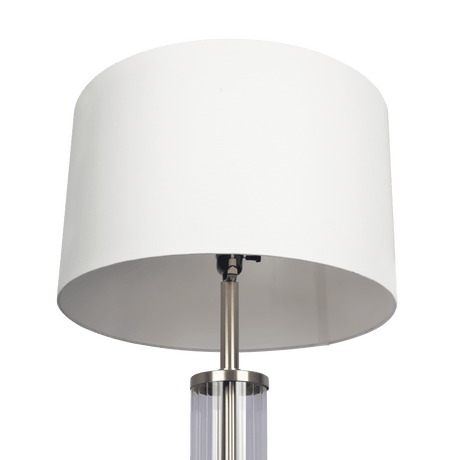 Echo Brushed Nickel Table Lamp with On/Off Switch Clear Glass Body Metal Base from Midinmod - Luna Furniture