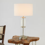 Echo Brushed Nickel Table Lamp with On/Off Switch Clear Glass Body Metal Base from Midinmod - Luna Furniture