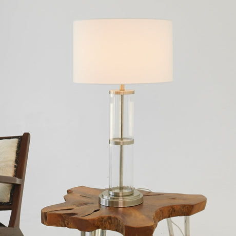 Echo Brushed Nickel Table Lamp with On/Off Switch Clear Glass Body Metal Base from Ashcroft Furniture - Luna Furniture