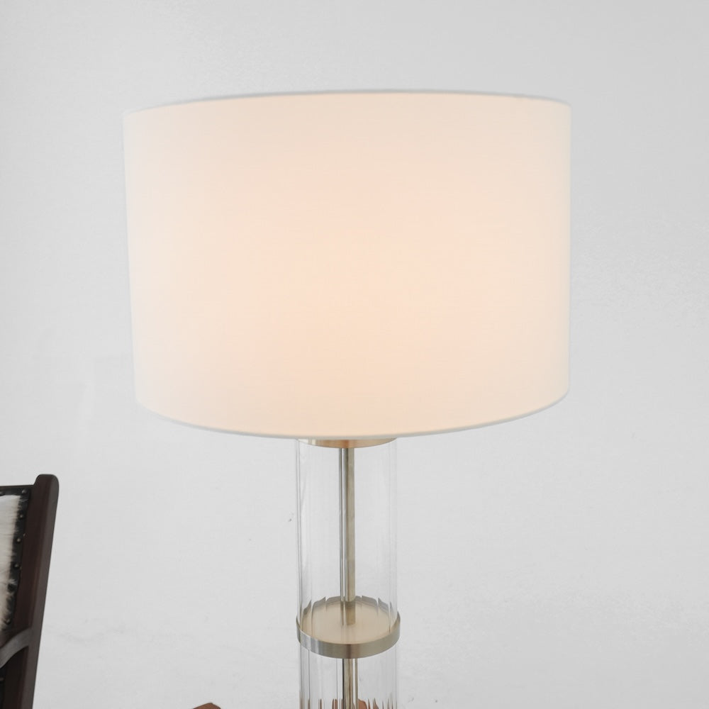 Echo Brushed Nickel Table Lamp with On/Off Switch Clear Glass Body Metal Base from Midinmod - Luna Furniture