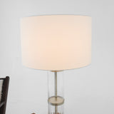 Echo Brushed Nickel Table Lamp with On/Off Switch Clear Glass Body Metal Base from Midinmod - Luna Furniture