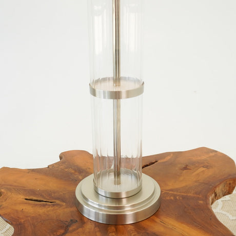 Echo Brushed Nickel Table Lamp with On/Off Switch Clear Glass Body Metal Base from Ashcroft Furniture - Luna Furniture