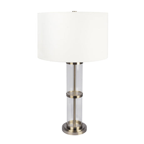 Echo Brushed Nickel Table Lamp with On/Off Switch Clear Glass Body Metal Base from Ashcroft Furniture - Luna Furniture