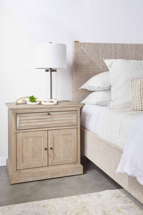 Eden 1-Drawer 2-Door Nightstand in Natural Gray Acacia from Essentials For Living - Luna Furniture