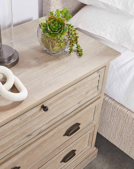 Eden 3-Drawer Nightstand in Natural Gray Acacia from Essentials For Living - Luna Furniture