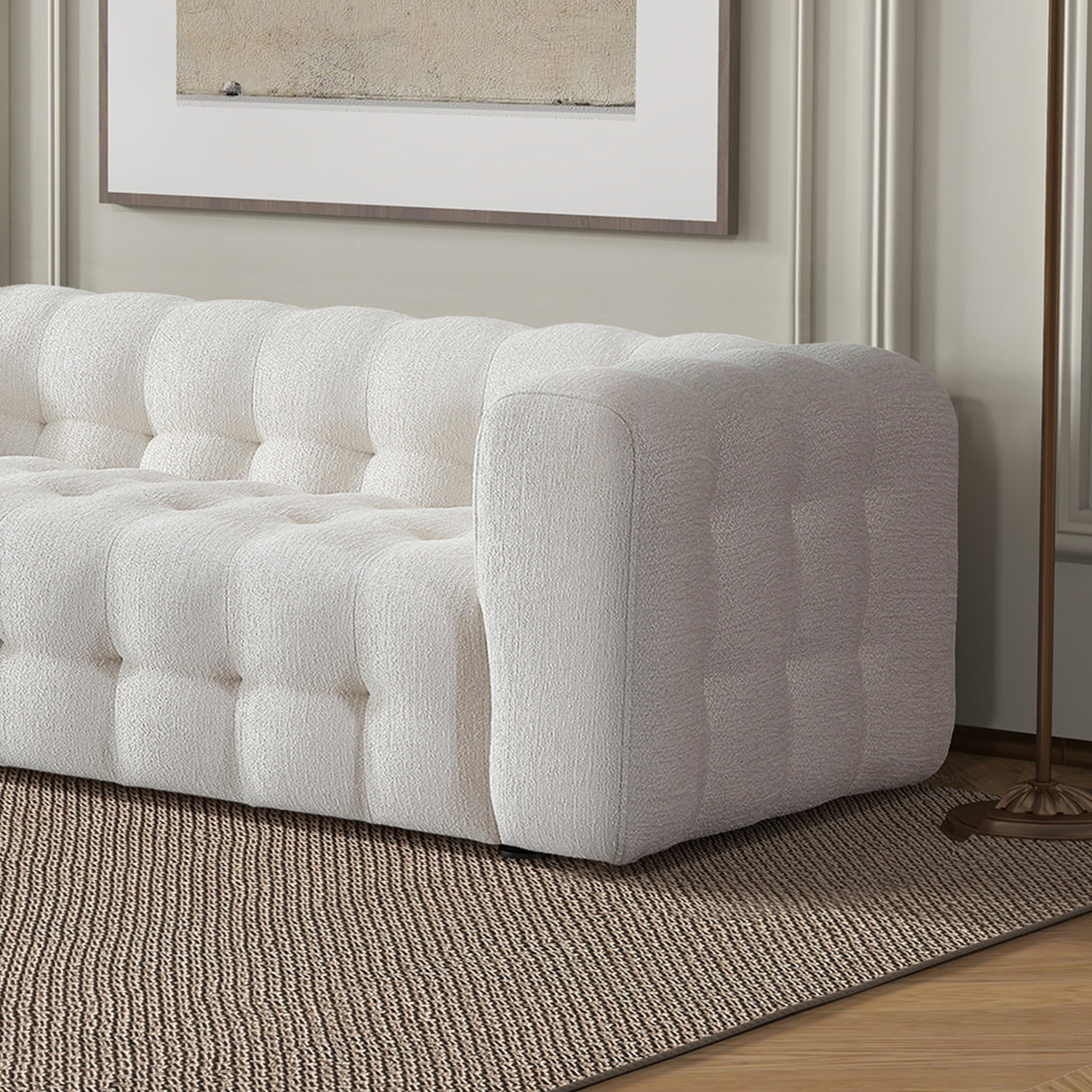 Eden Modern Tufted Chesterfield Boucle Fabric Sofa Cream from Midinmod - Luna Furniture