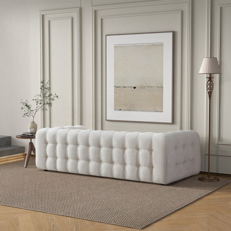 Eden Modern Tufted Chesterfield Boucle Fabric Sofa Cream from Ashcroft Furniture - Luna Furniture