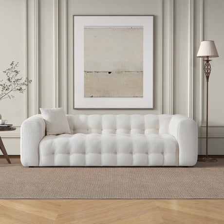 Eden Modern Tufted Chesterfield Boucle Fabric Sofa Cream from Ashcroft Furniture - Luna Furniture