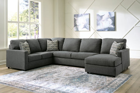 Edenfield Charcoal 3-Piece Sectional with Ottoman from Ashley - Luna Furniture
