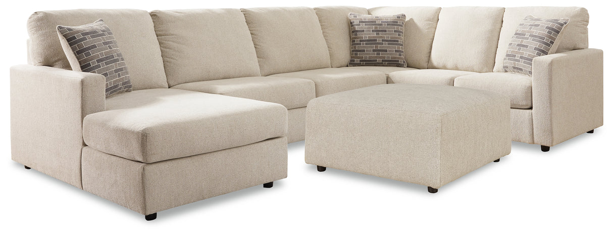 Edenfield Linen 3-Piece Sectional with Ottoman from Ashley - Luna Furniture