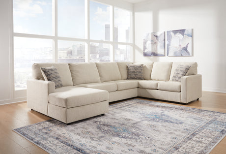 Edenfield Linen 3-Piece Sectional with Ottoman from Ashley - Luna Furniture