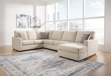 Edenfield Linen 3-Piece Sectional with Ottoman from Ashley - Luna Furniture