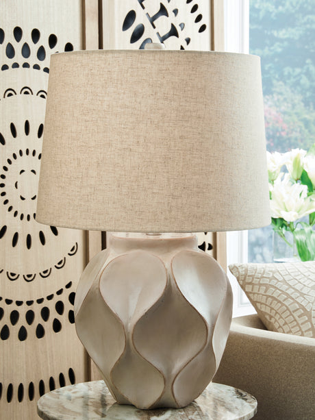 Edselham Distressed Cream Table Lamp from Ashley - Luna Furniture