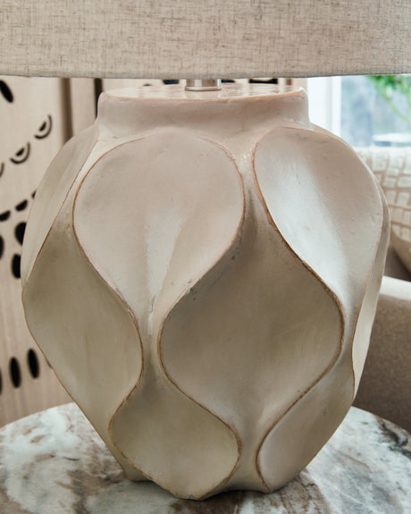 Edselham Distressed Cream Table Lamp from Ashley - Luna Furniture