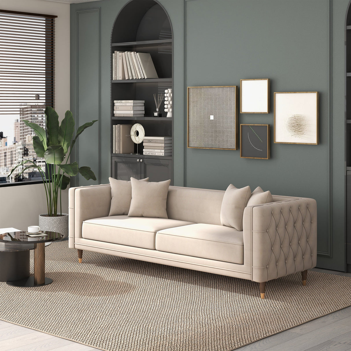 Edward Sofa (Light Cream Velvet) from Ashcroft Furniture - Luna Furniture