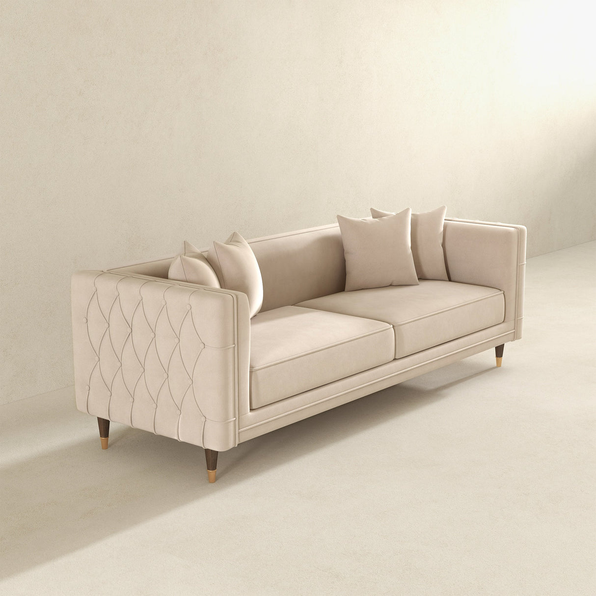 Edward Sofa (Light Cream Velvet) from Ashcroft Furniture - Luna Furniture