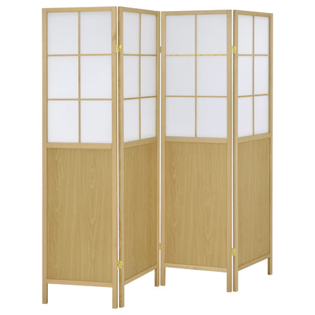 Edwards Natural 4-Panel Room Divider Folding Shoji Screen from Coaster - Luna Furniture